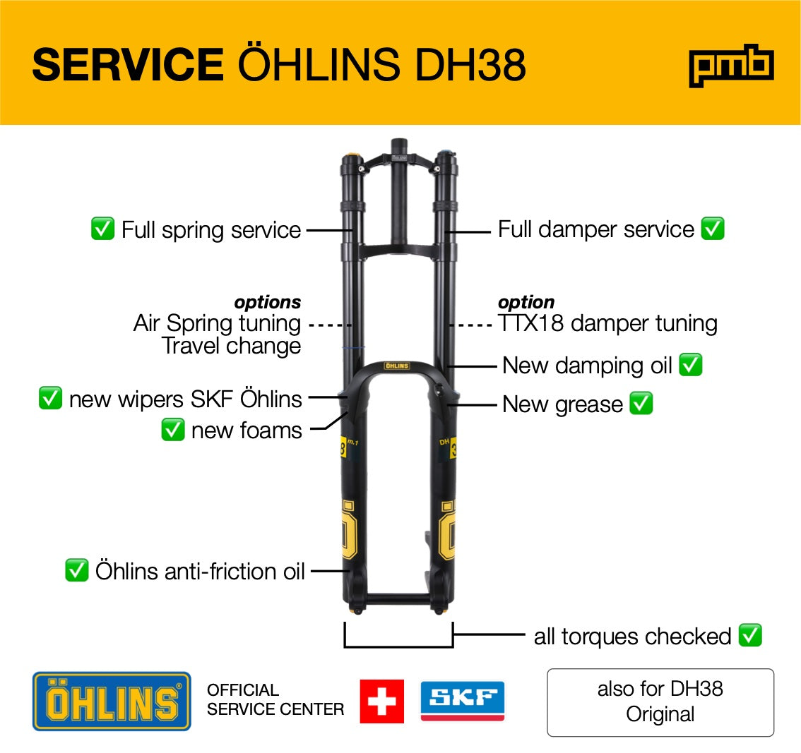 Öhlins DH38 Révision Fourche avec option Préparation (DH38 m.1 & DH38 Race)